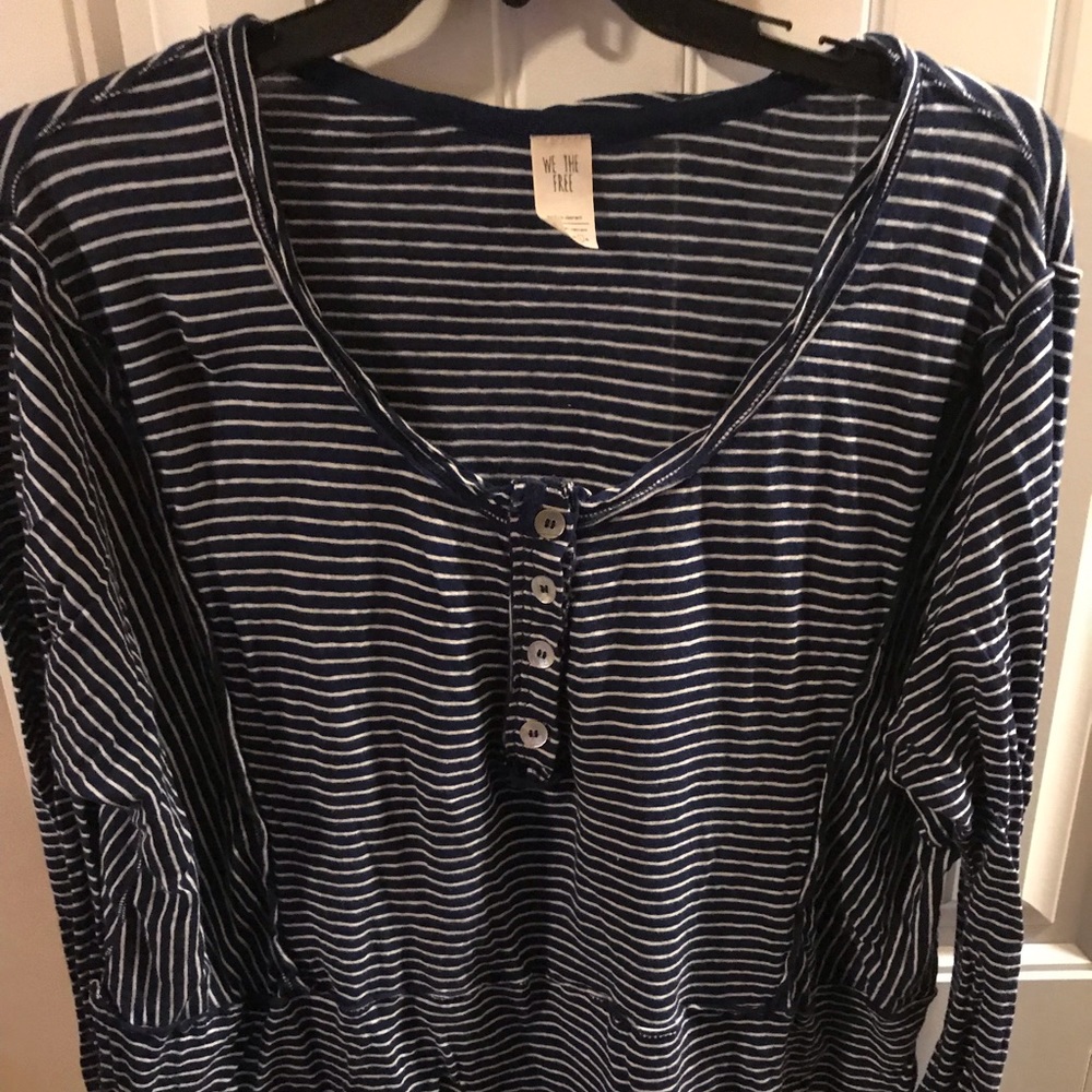 Free people navy/white striped top